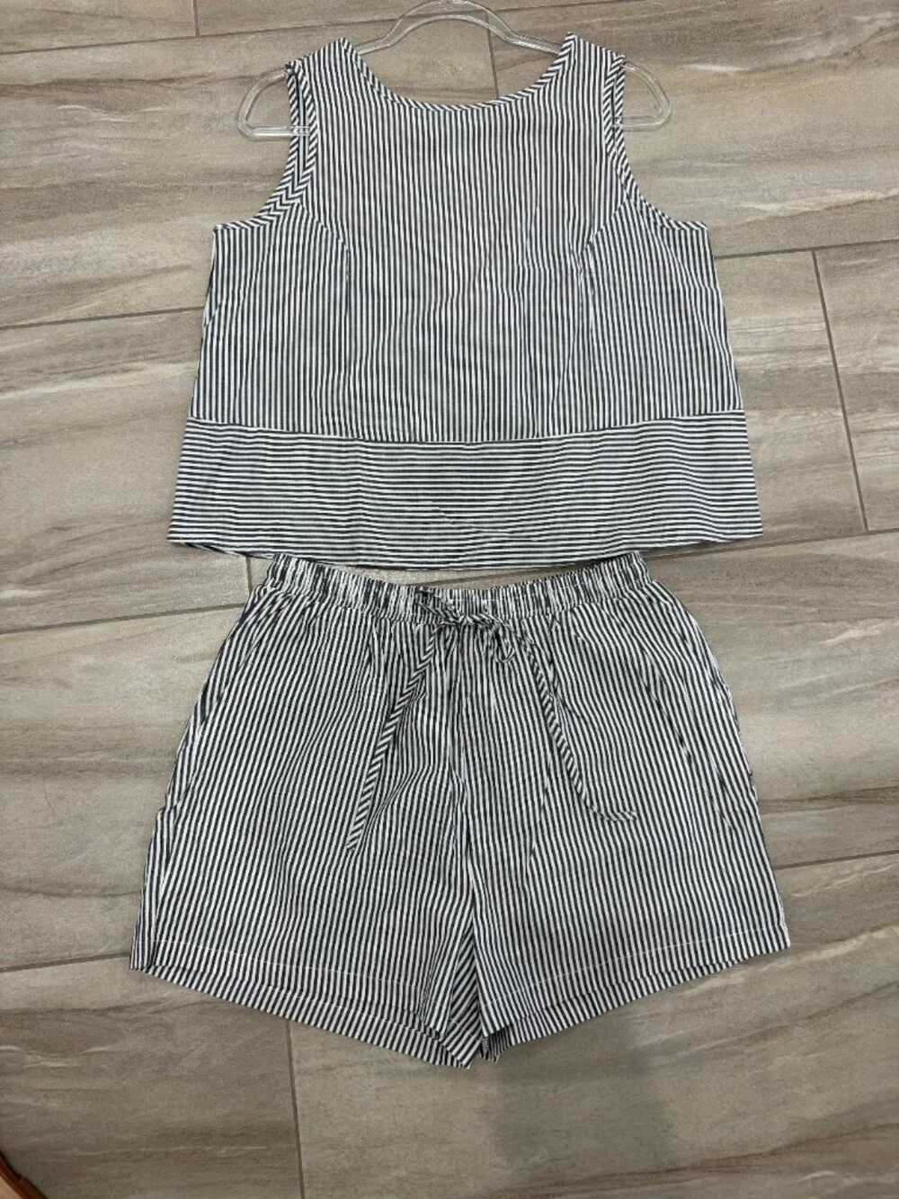 Two-Piece Matching Short Set - Nautical Stripes